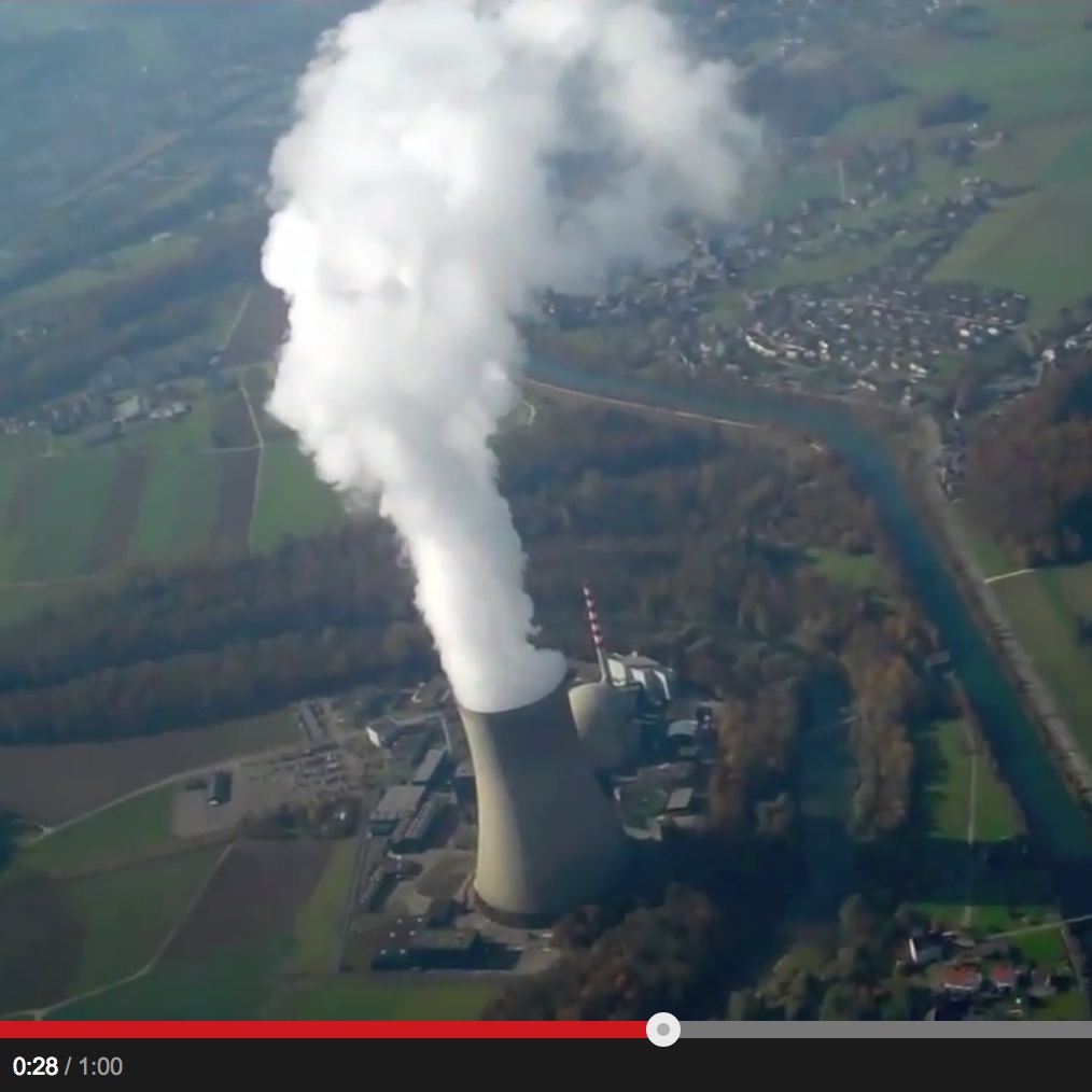 Screenshot: YouTube-Video, das einen Überflug über das Kernkraftwerk Gösgen zeigt