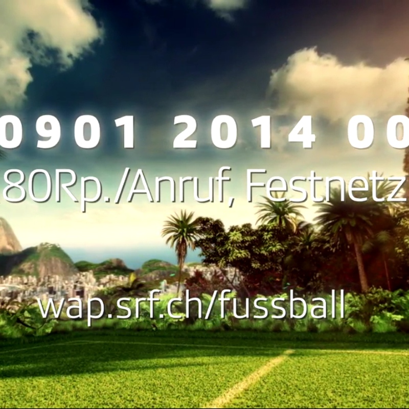 Screenshot: Fernseh-Gewinnspiel anlässlich der Fussball-Weltmeisterschaft 2014 im Schweizer Radio und Fernsehen (SRF)
