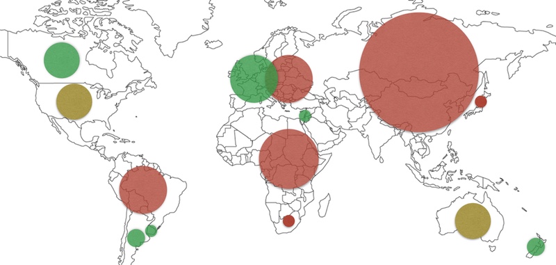Bild: Weltkarte mit Visualisierung von angemessenem Datenschutzrecht