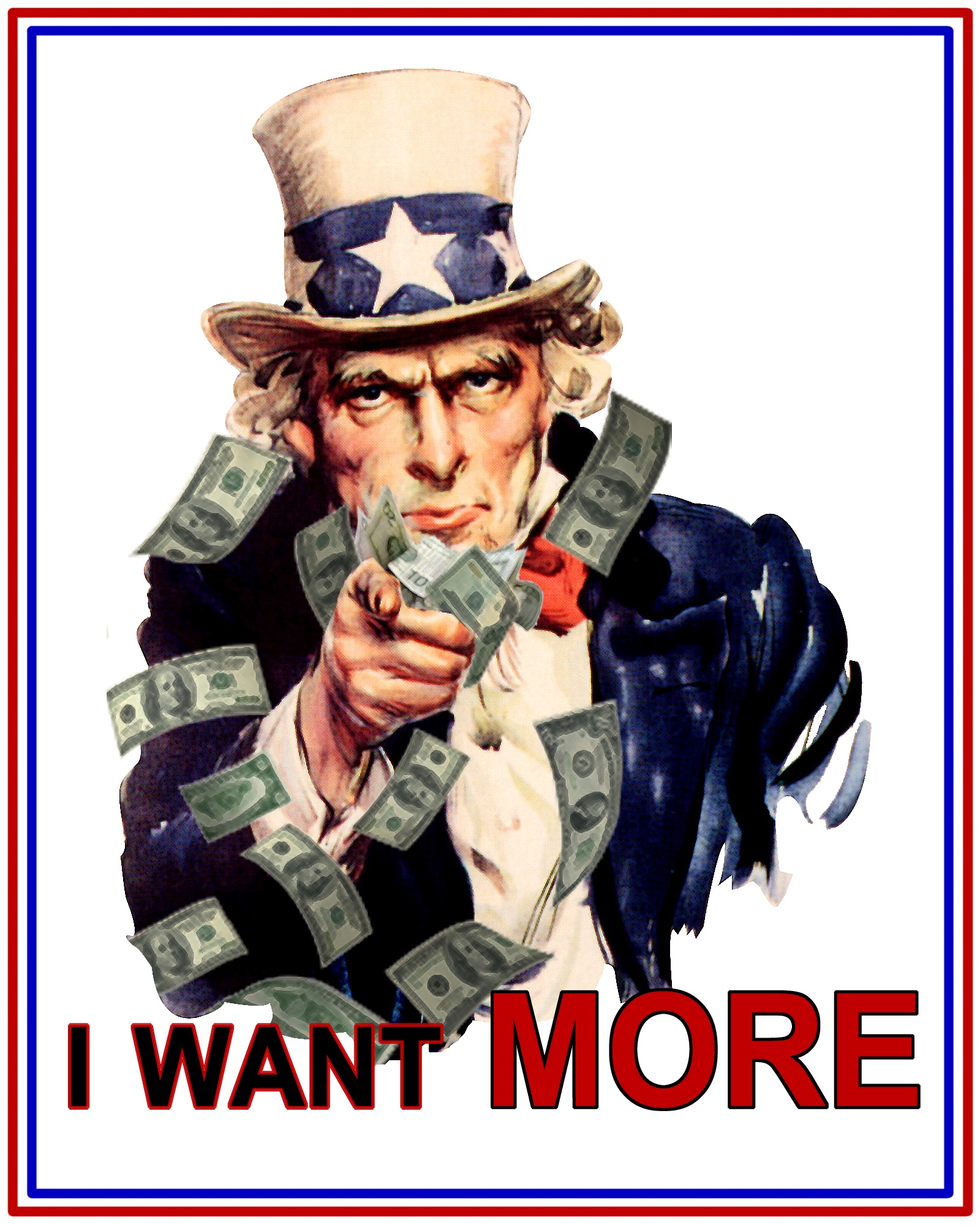 Bild: Uncle Sam-Bild mit der Forderung «I WANT MORE»