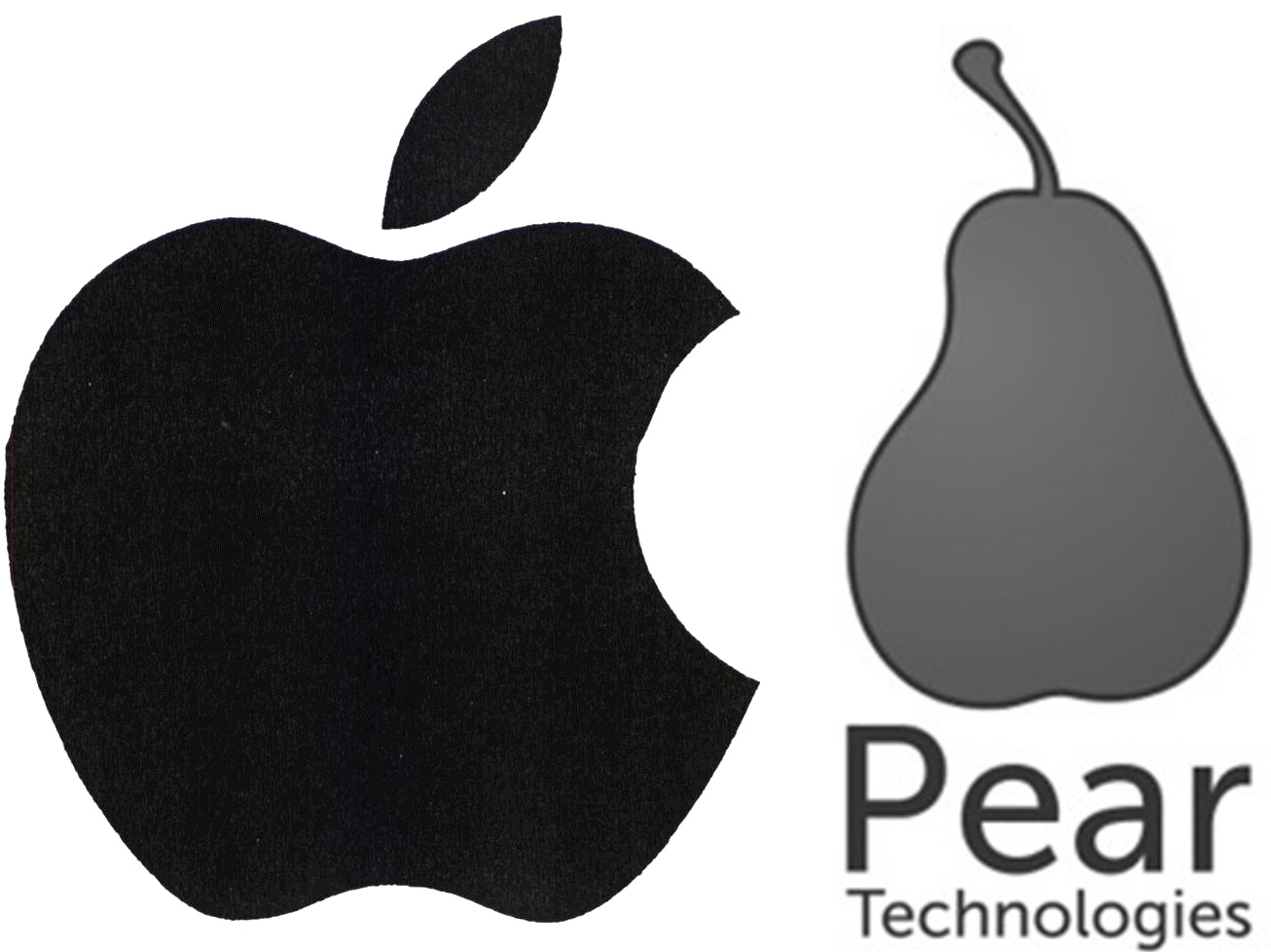 Bild: Gegenüberstellung der Apfel- und Birnen-Marken von Apple und Pear Technologies
