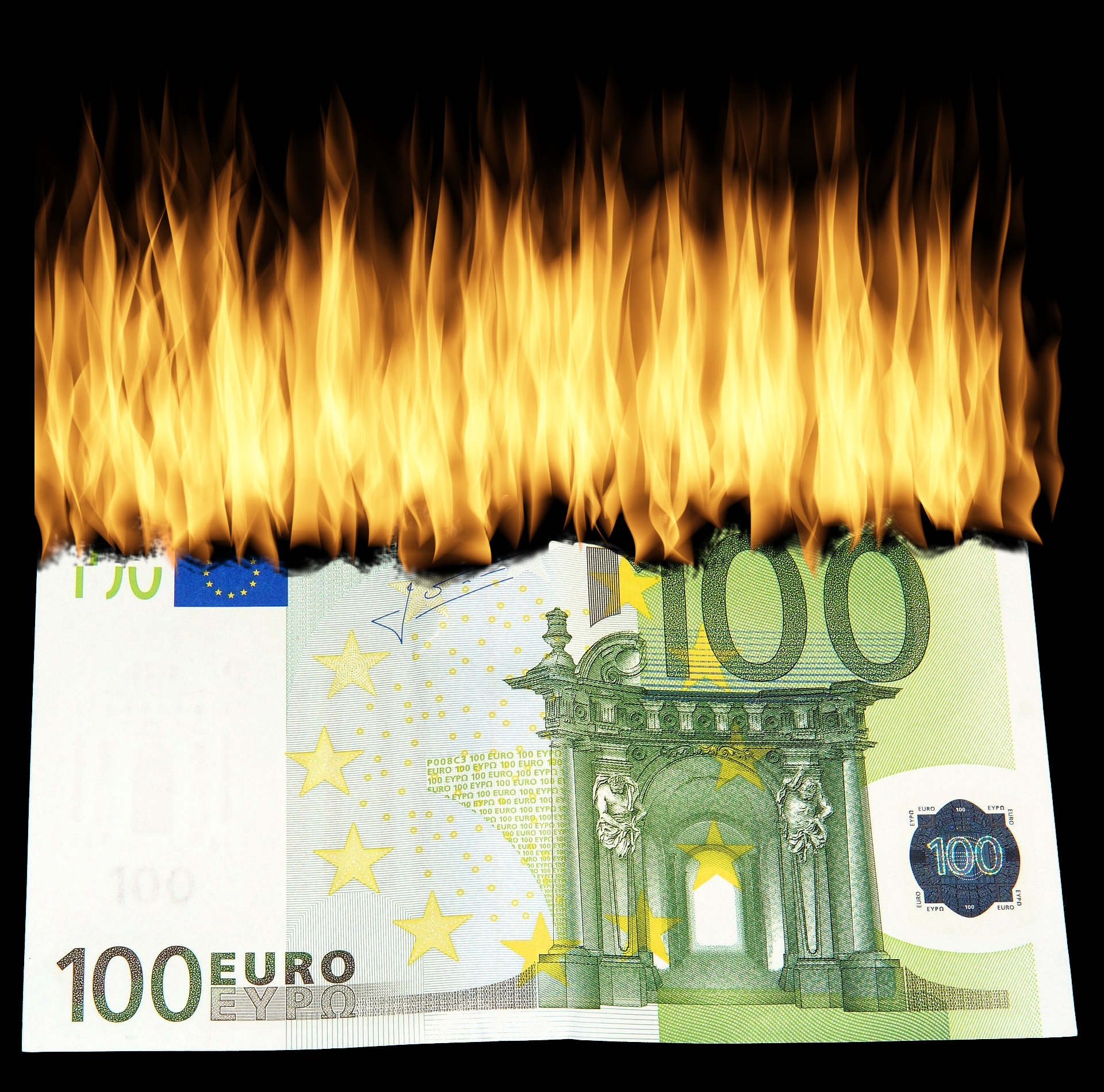 Bild: Brennender 100 Euro-Schein