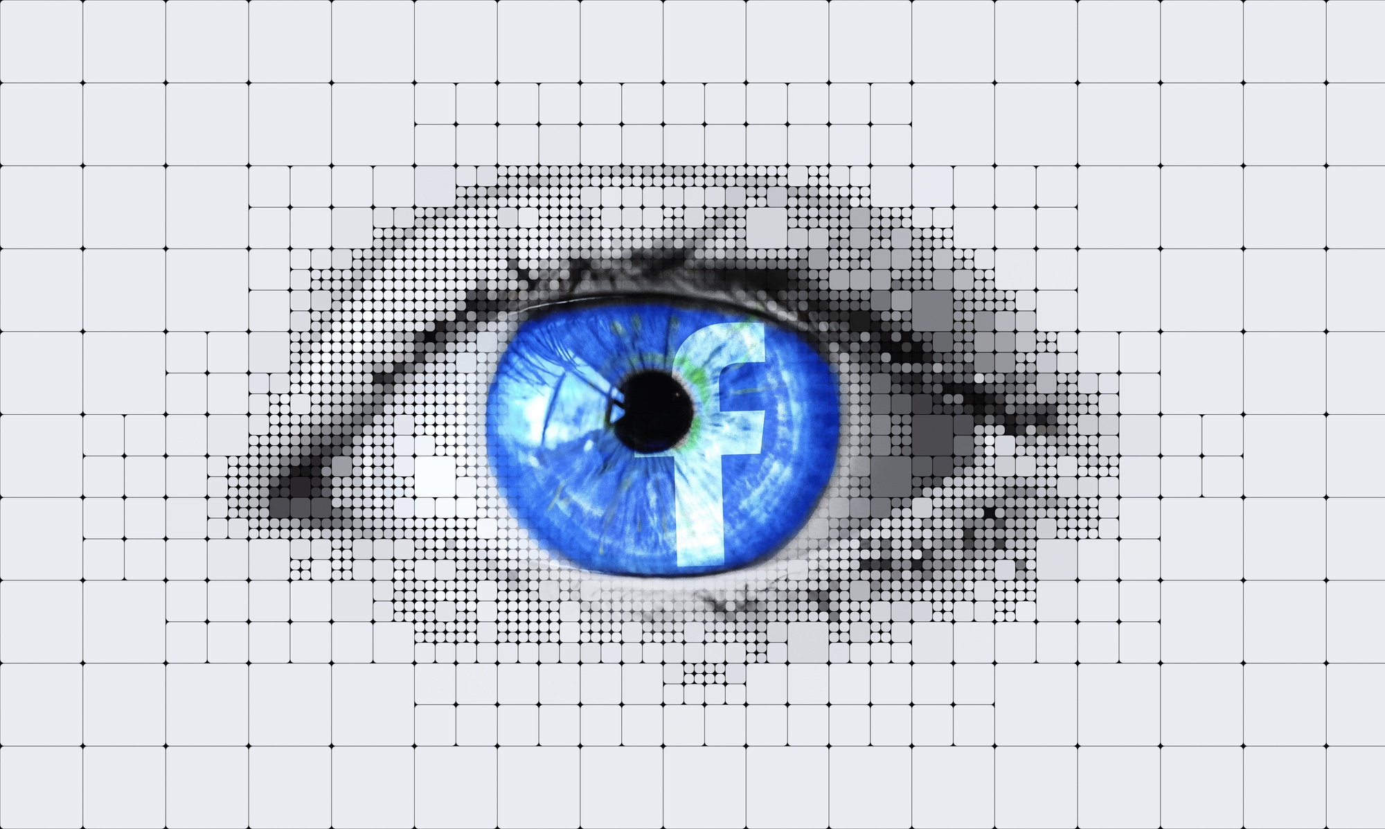 Bild: Auge mit Facebook-Logo als Iris