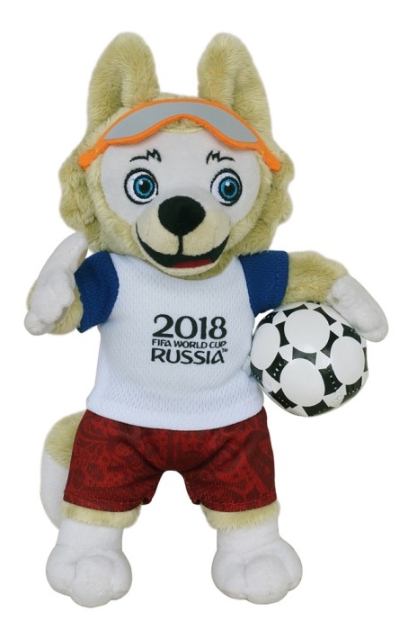 Foto: Zabivaka, Maskottchen der Fussball-Weltmeisterschaft 2018, als Stofftier