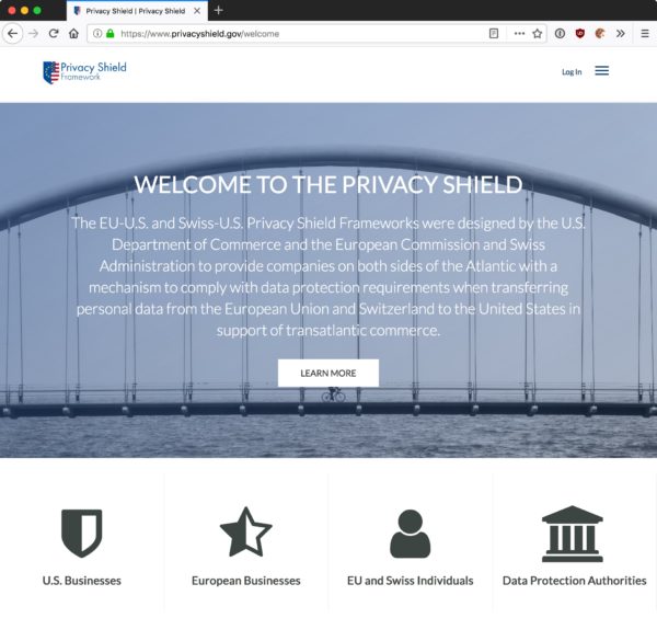 Screenshot: privacyshield.gov-Website