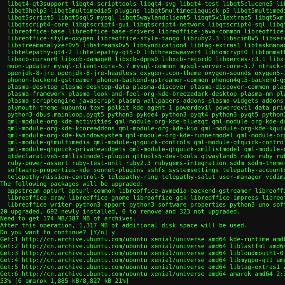 Screenshot: Terminal von Ubuntu während Software-Aktualisierungen