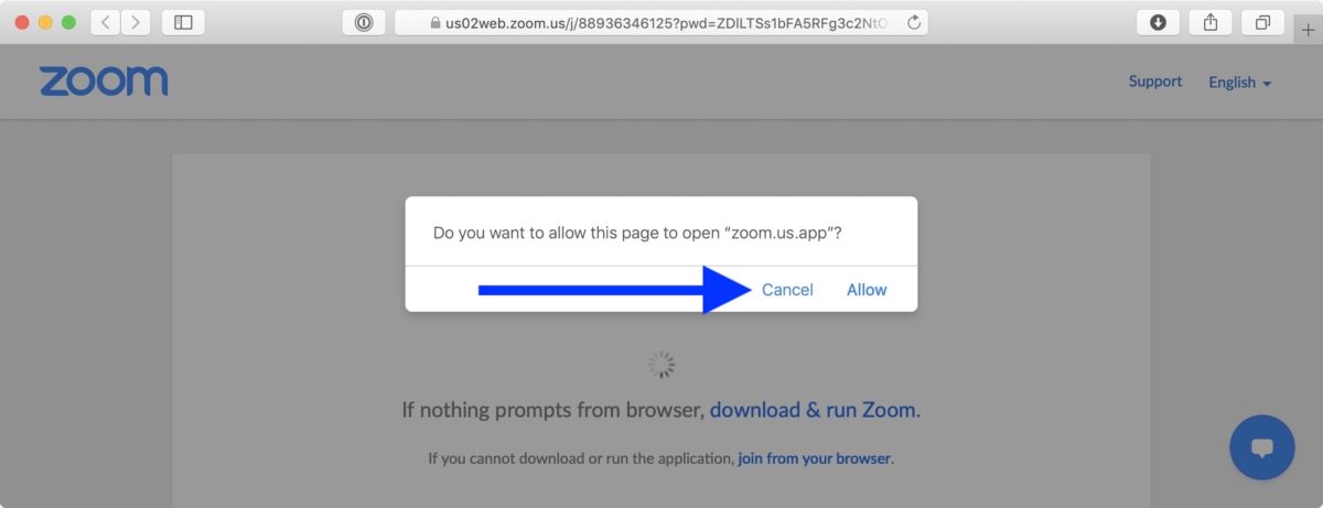 Screenshot: Zoom ohne App im Browser nutzen