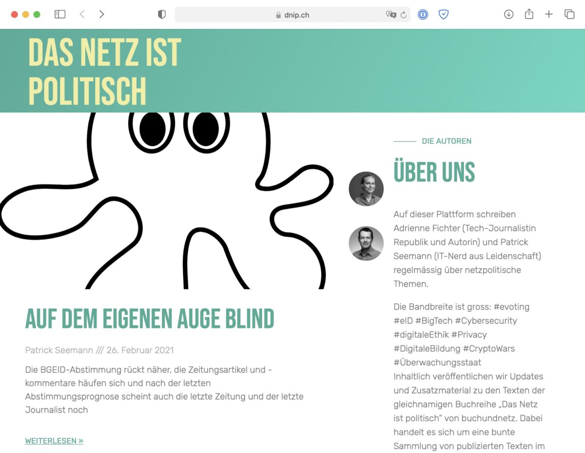 Screenshot: dnip.ch-Website