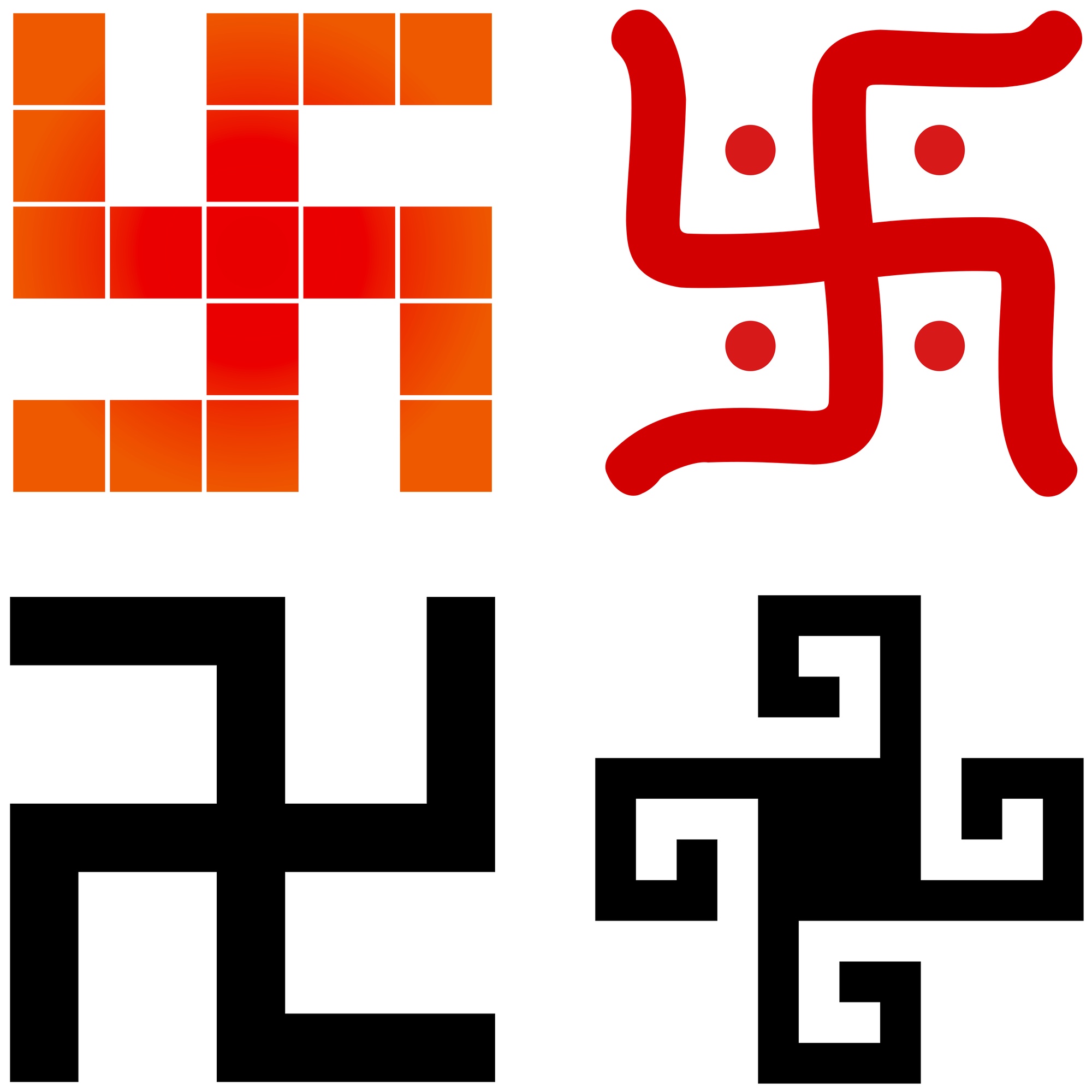 Bild: Collage mit vier verschiedenen Swastikas