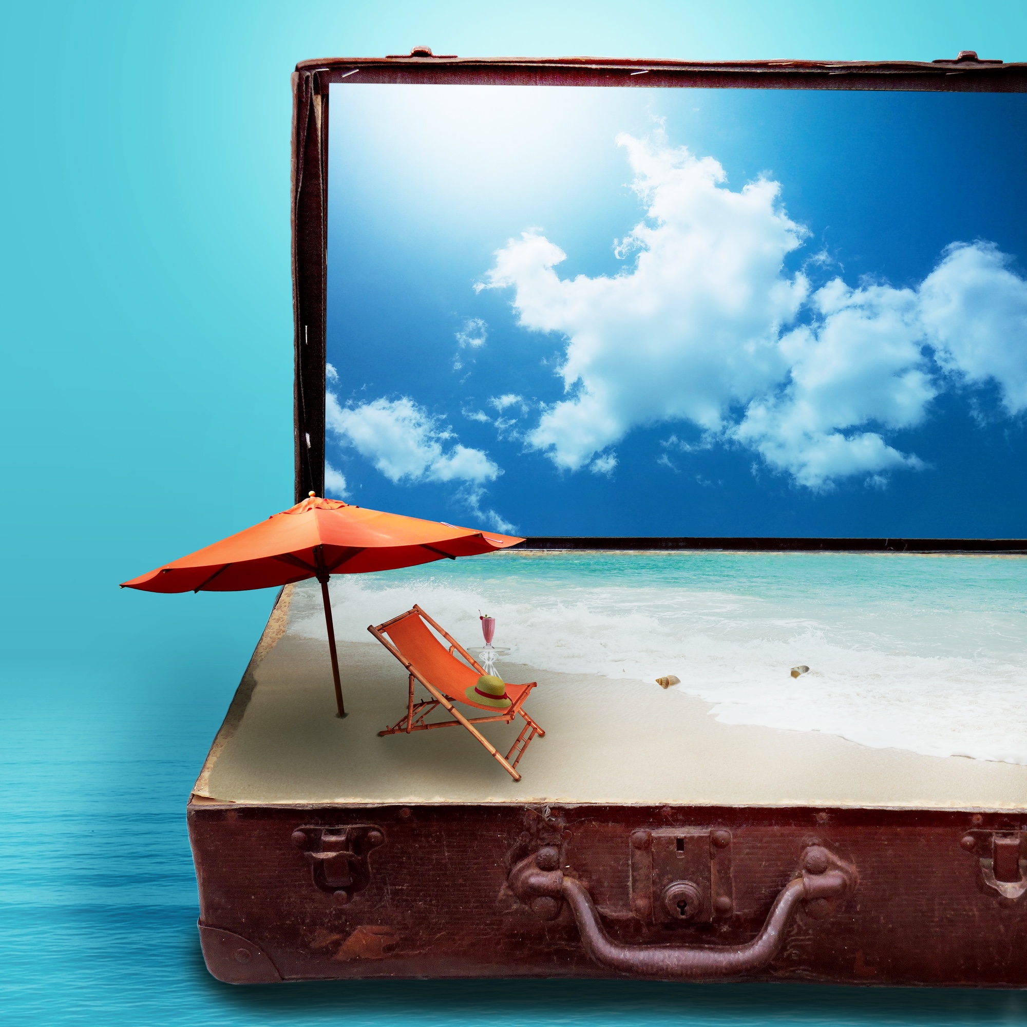Bild: Koffer mit Strand-Urlaub-Fantasie