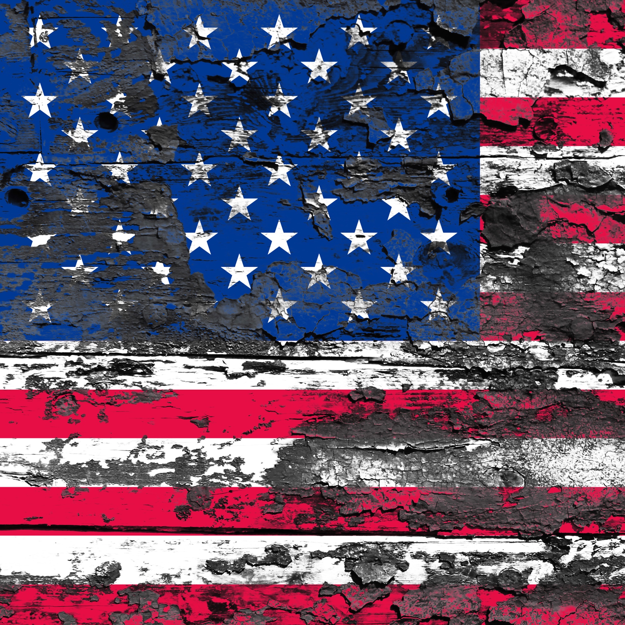 Bild: Amerikanische Flagge in erheblich beschädigtem Zustand
