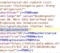 Screenshot: Schweizerisches Obligationenrecht (OR) im XML-Format