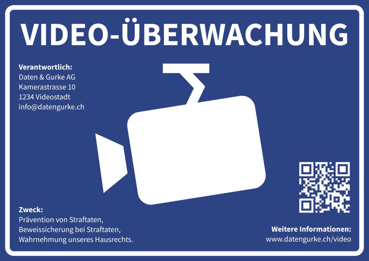 Bild: Muster-Hinweisschild «Video-Überwachung» (blau)