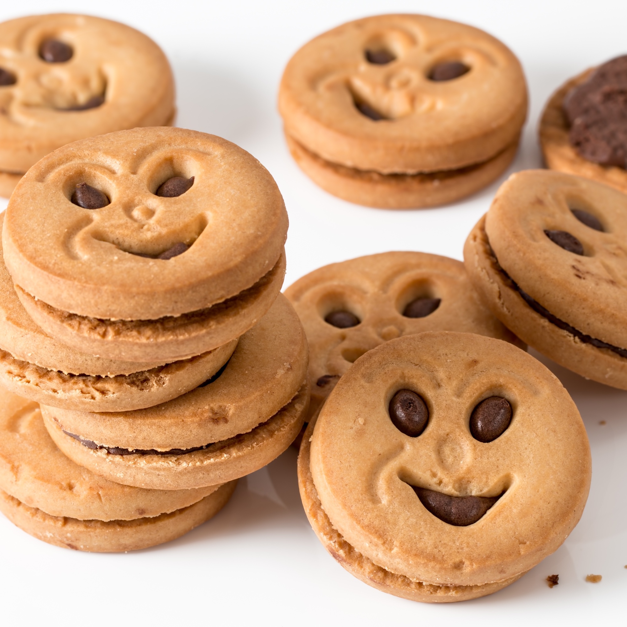 Foto: Cookies (Guetzli bzw. Kekse) mit lachenden Gesichtern