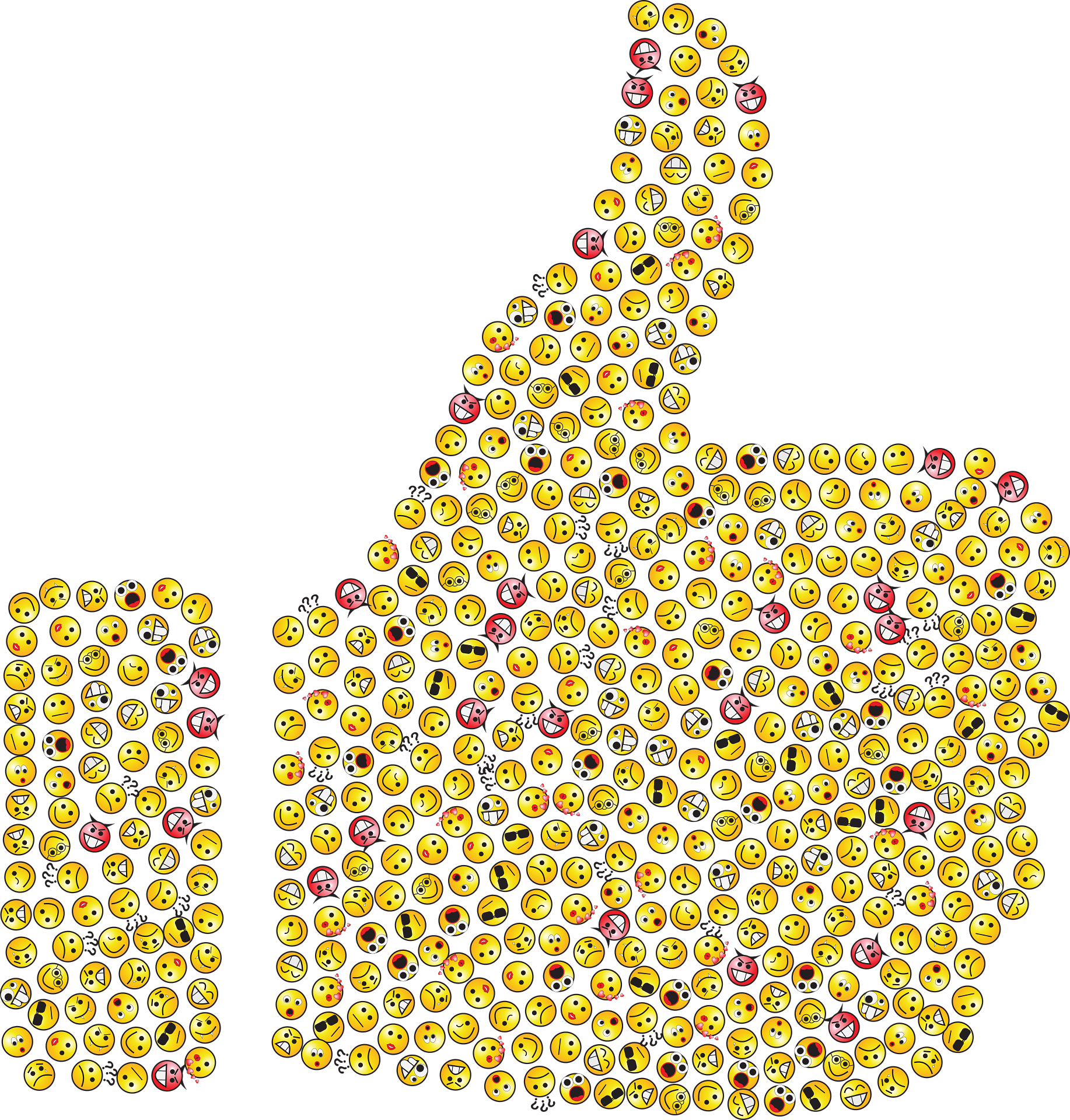 Bild: «Daumen hoch»-Emoji, das aus vielen anderen gelben Emojis gebildet wird