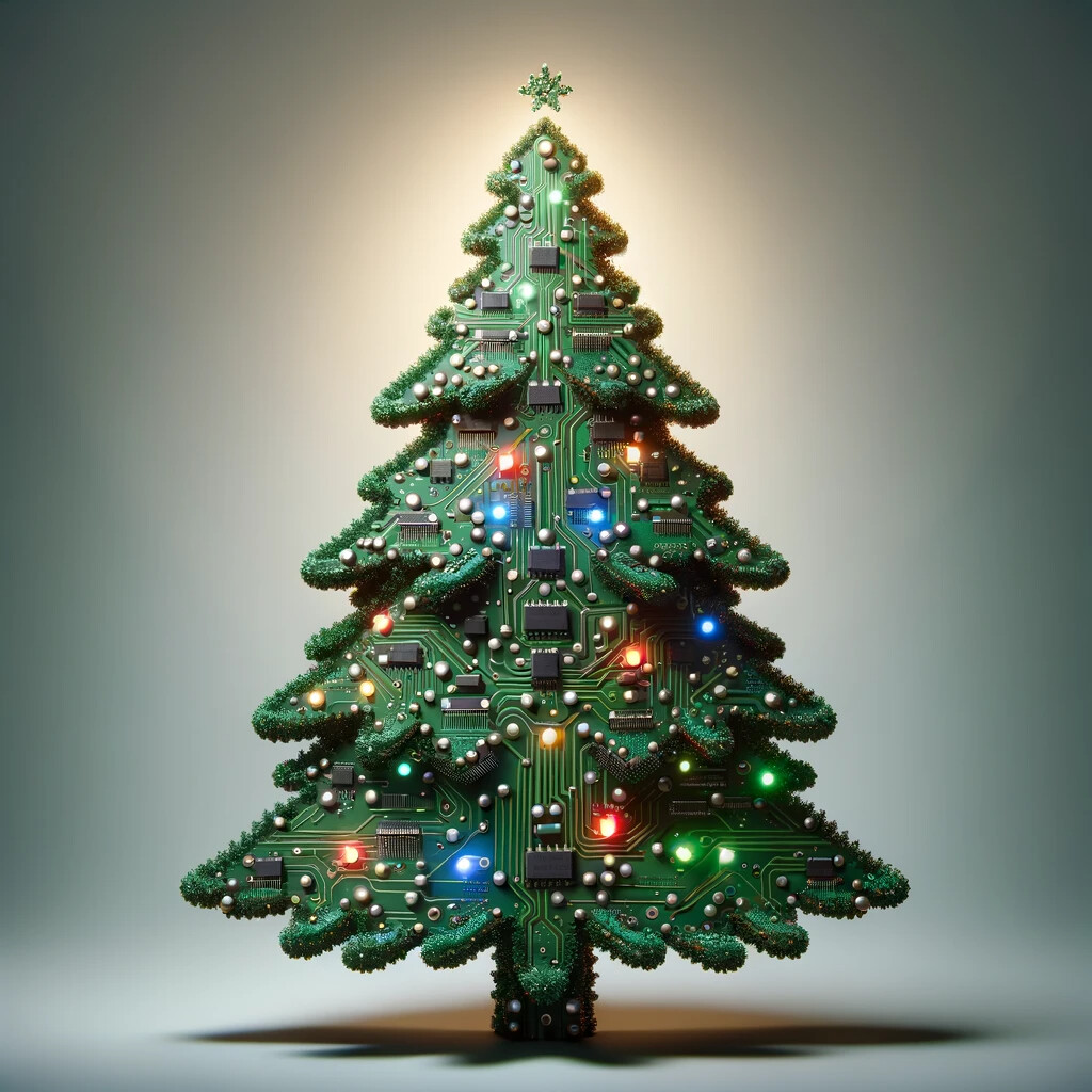 Bild: Weihnachtsbaum aus Leiterplatten (KI-generiert)