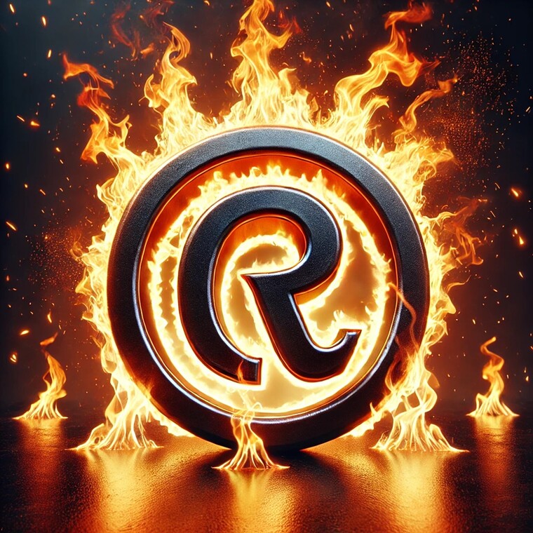 Bild: Brennendes (R)-Symbol (KI-generiert)