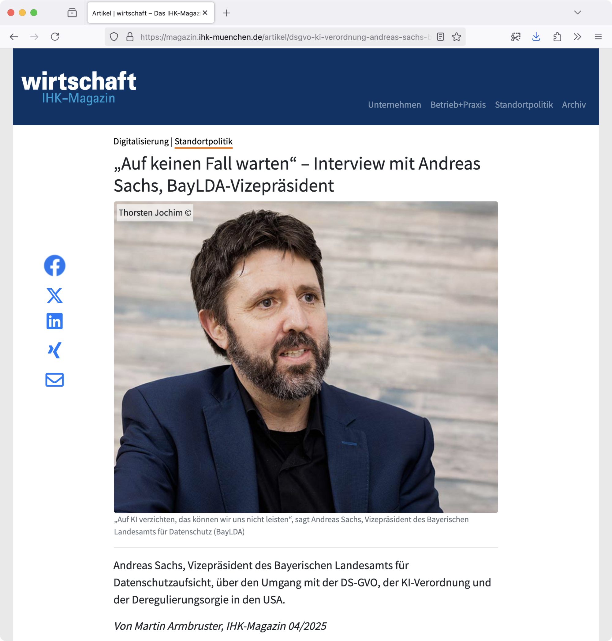 Screenshot: Interview von Andreas Sachs mit dem IHK-Magazin