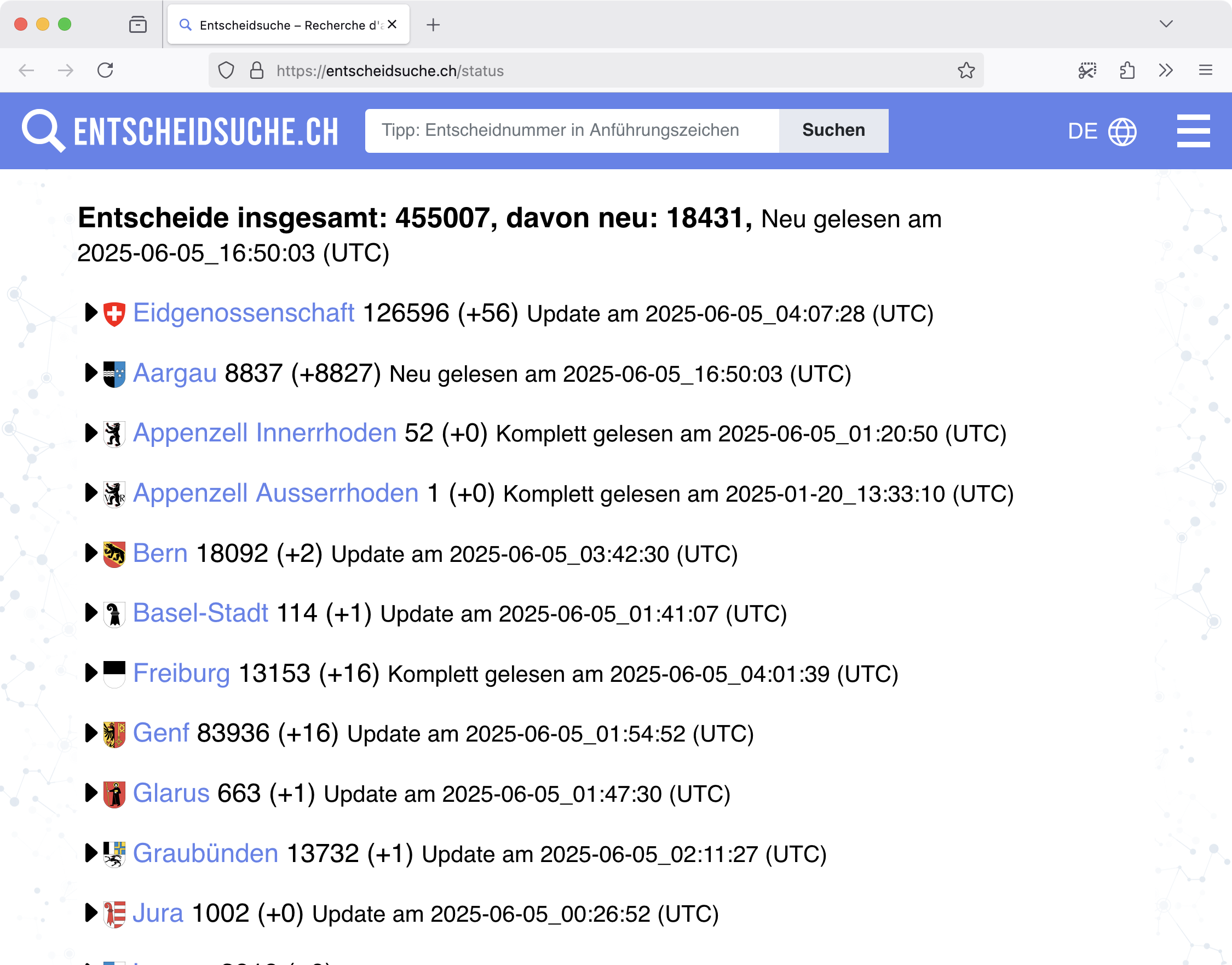 Screenshot: entscheidsuche.ch