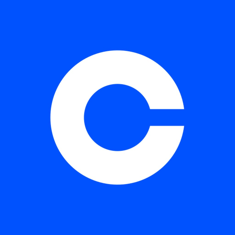 Logo: Coinbase (Weisses «C» auf blauem Grund)