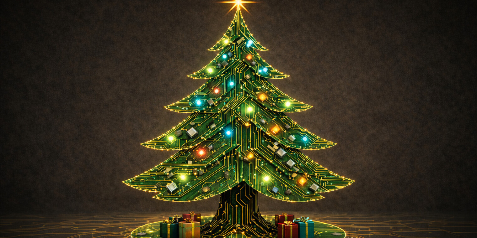 Bild: Weihnachtsbaum aus Leiterplatten (KI-generiert)