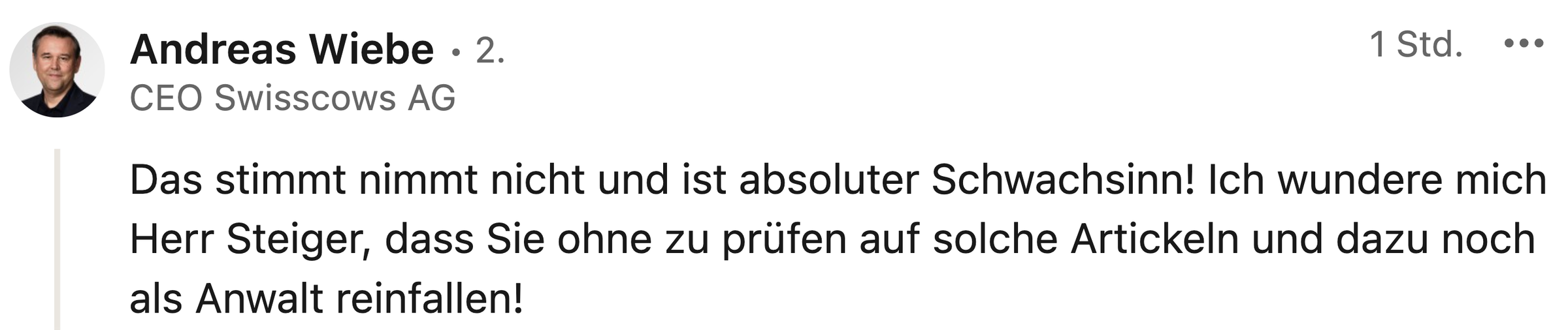 Screenshot: Stellungnahme von Swisscows zur mangelhaften Verschlüsselung bei TeleGuard