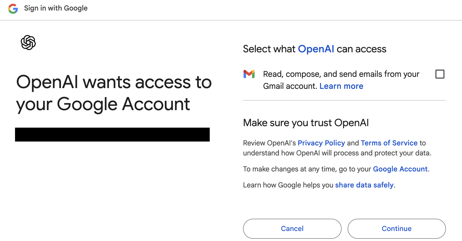 Screenshot: E‑Mail-Versand mit ChatGPT und Gmail
