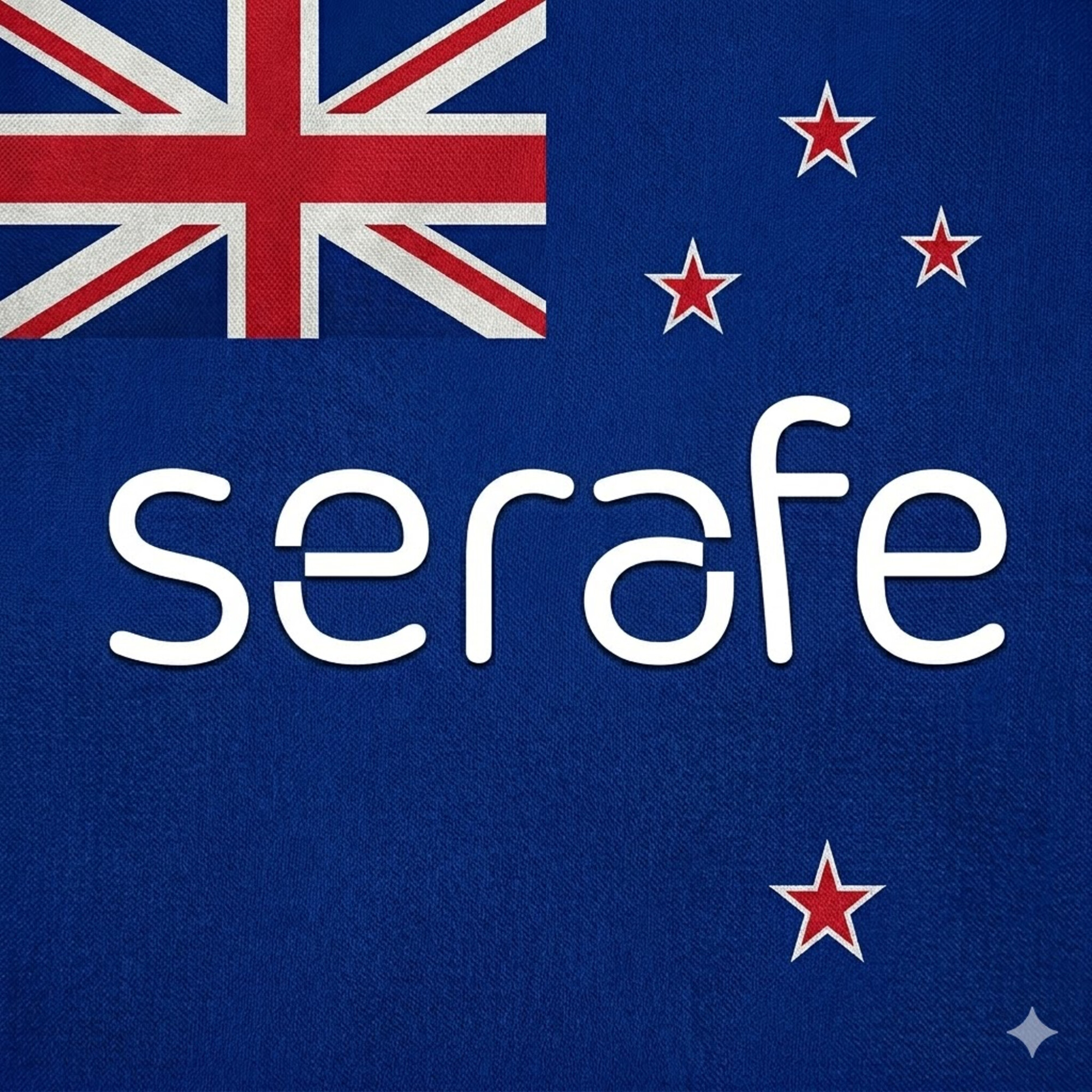 Bild: Logo «serafe» mit der neuseeländischen Flagge im Hintergrund